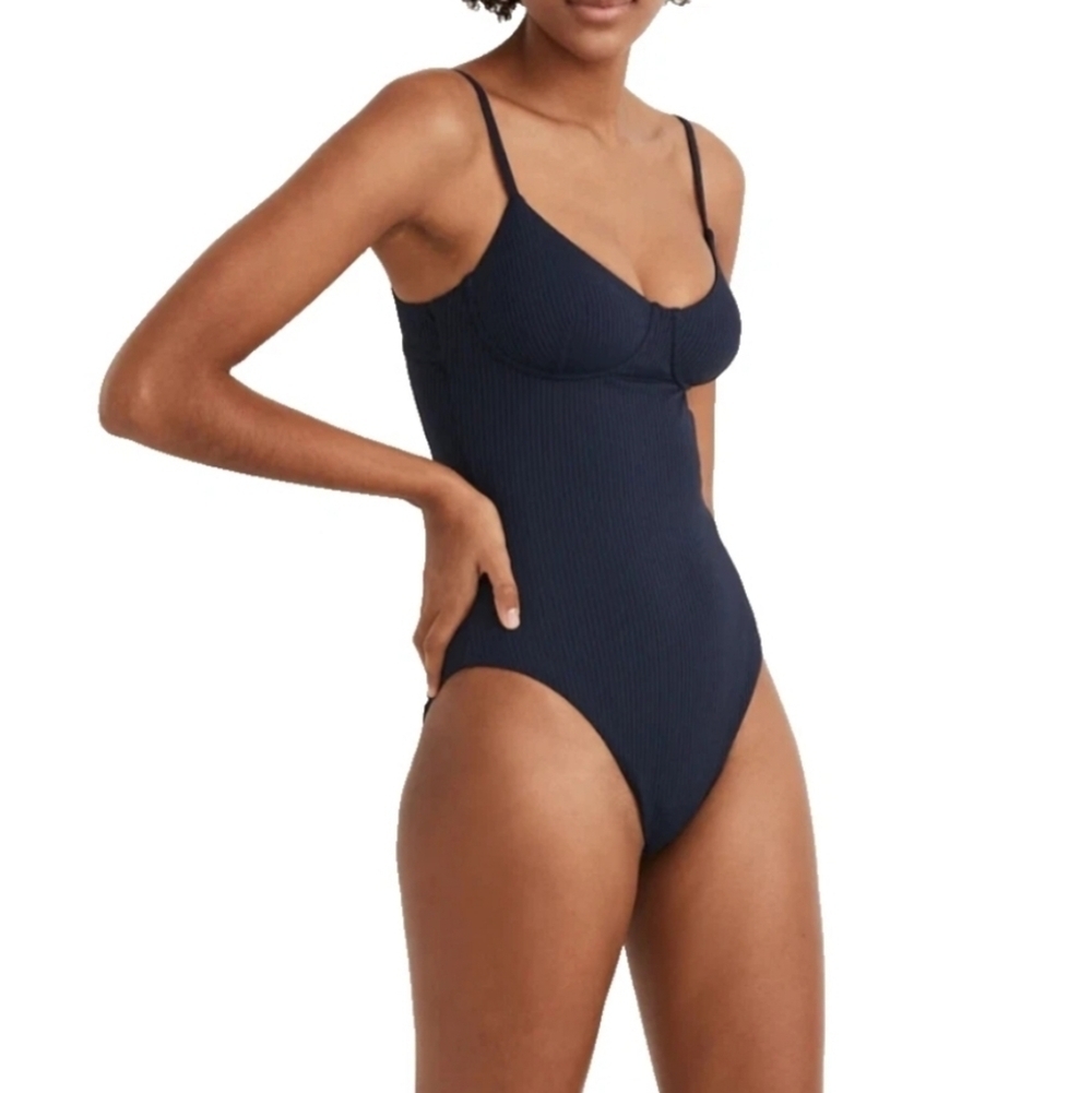 Madewell Ribbed Seamed One Piece Swimsuit